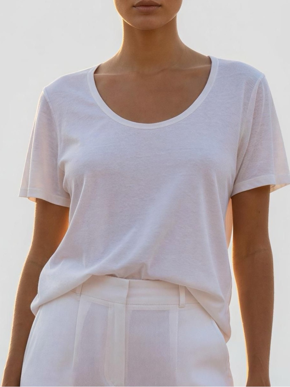 Flax by Jeanne Englehart Scoop Neck Short-Sleeve Tunic in Cream